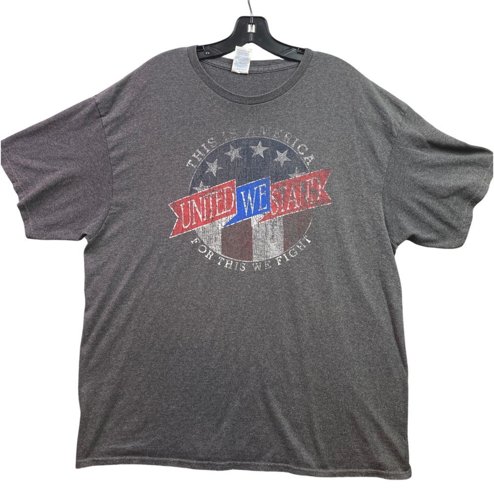 United We Stand Shirt Mens Extra Large Patriotic USA Spell Out Grunge Streetwear
